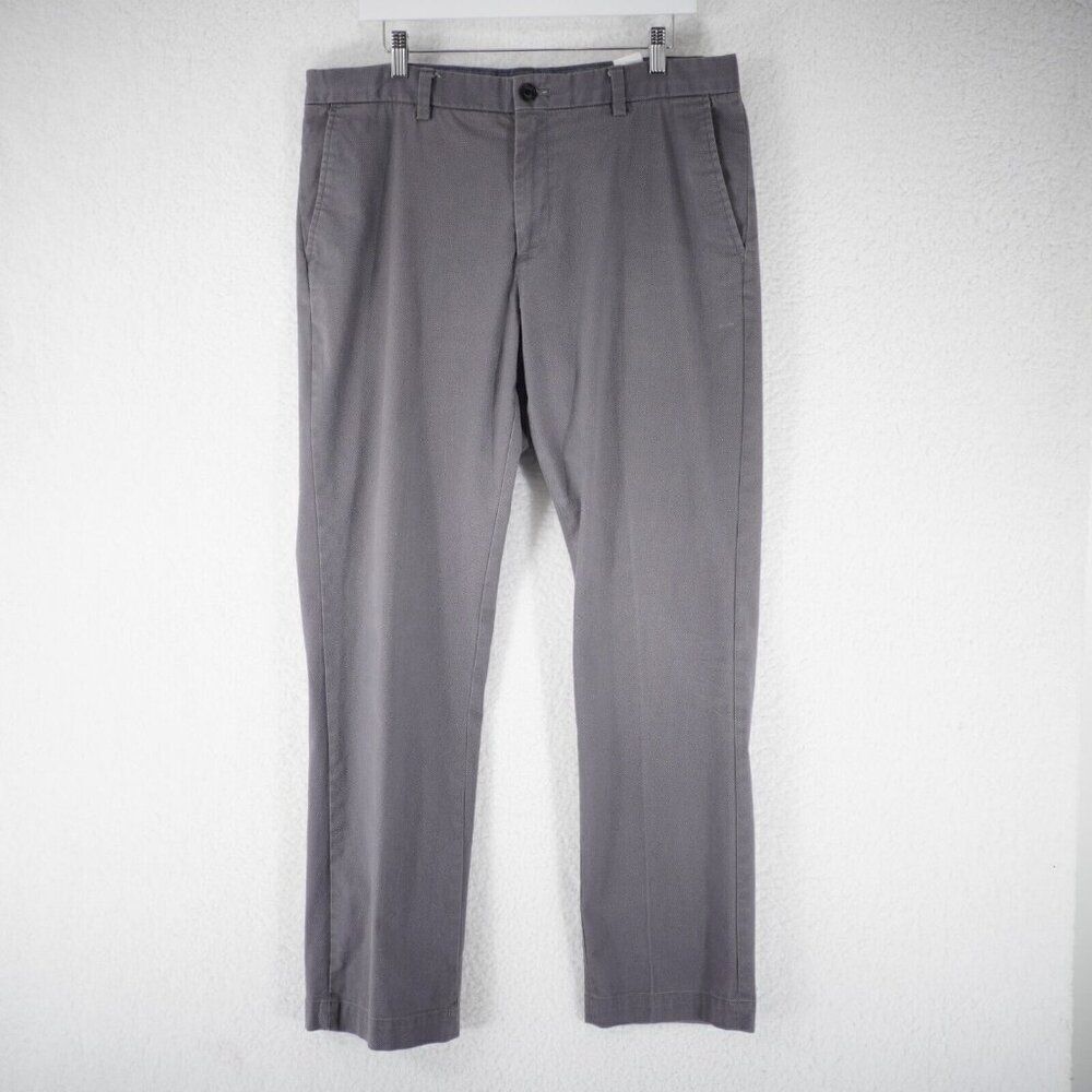 Banana Republic Aiden Gray Birdseye Cotton Mid Rise Chino Pants 36/31 Flat Front